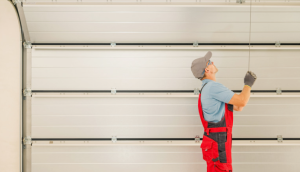 expert installing a garage door