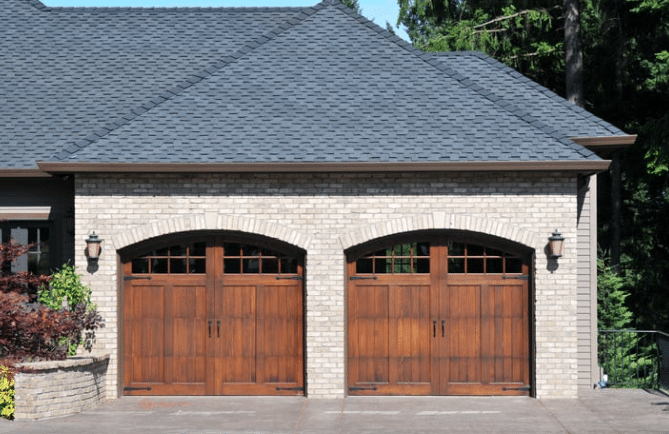 Wood Garage Door with Windows